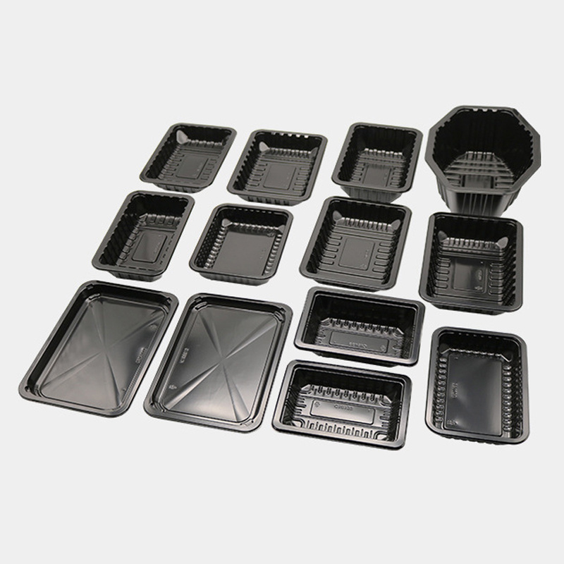 Factory Price Rectangular Food Packaging Box Black PP Sealable Tray Wholesale Plastic PP Tray For Seafood Or Fruit