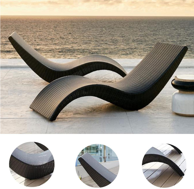 Outdoor Beach Rattan Sun Chaise Lounge Chair For Garden And Pool