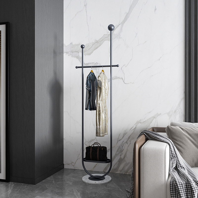 U Shape Modern Metal Coat Rack, Free Standing Metal Coat Racks with Stable Marble Base