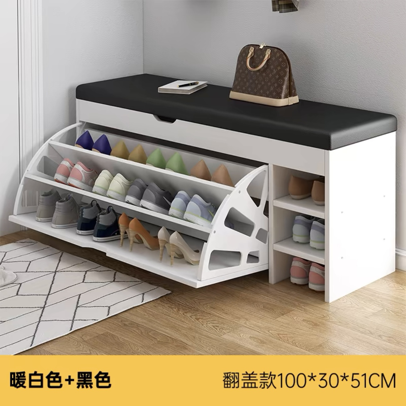 Luxury Modern Wooden Home Entrance Furniture Organizer Storage Tipping Bucket Thin Shoes Rack Cabinet