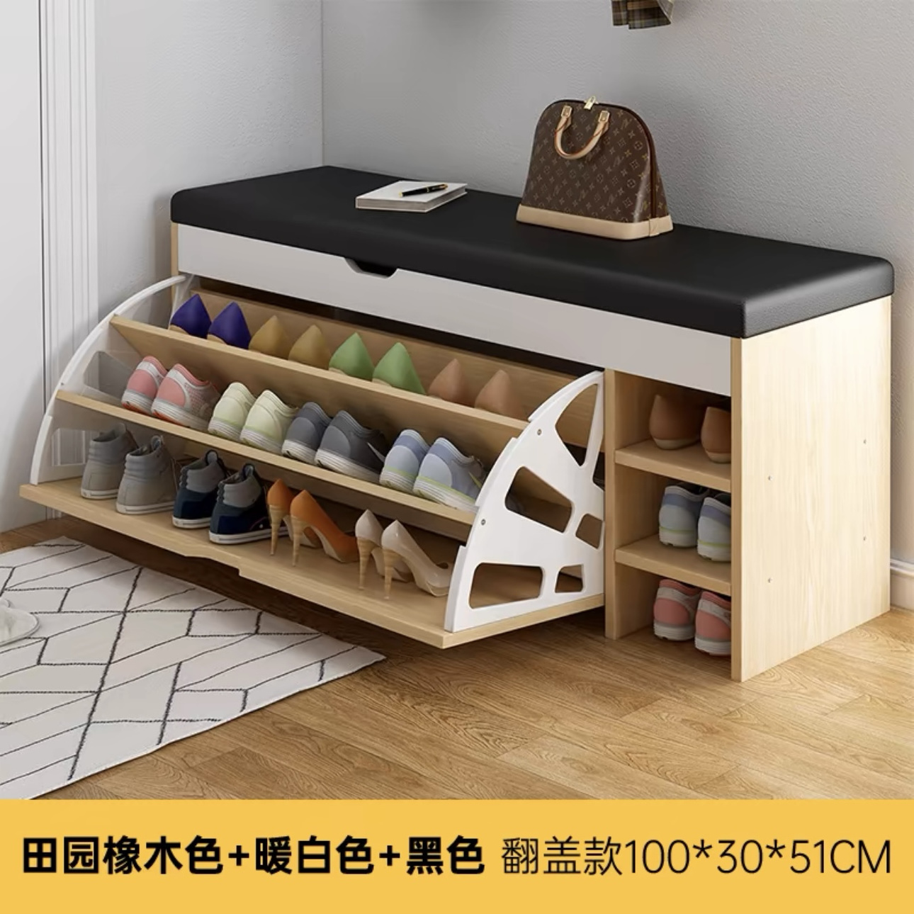 Luxury Modern Wooden Home Entrance Furniture Organizer Storage Tipping Bucket Thin Shoes Rack Cabinet