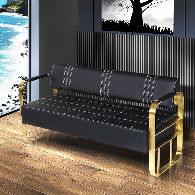 Golden Salon Furniture Beauty Salon Barber Shop Waiting Chair High Quality Waiting Sofa