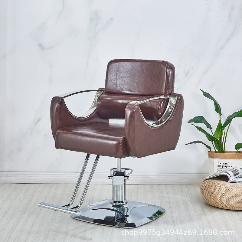 Simple china Beauty Barbershop Antique Salon Equipment and Furniture Hair Saloon Chairs Metal Barber Chair Leather Duty Seat