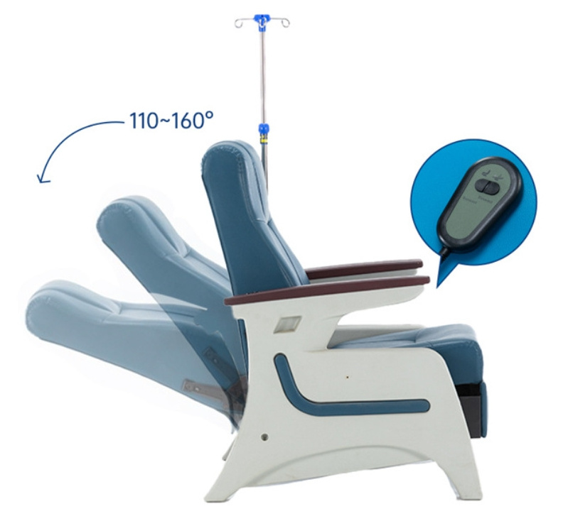 Luxury Hospital Comfortable Recliner Medical Transfusion Chair With IV Pole Adjustable Infusion Chairs