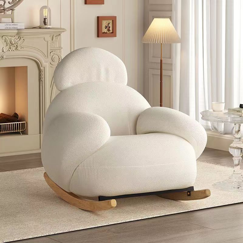 Big white rocking chair net red living room cream wind adult recliner balcony bedroom leisure single sofa lazy rocking chair