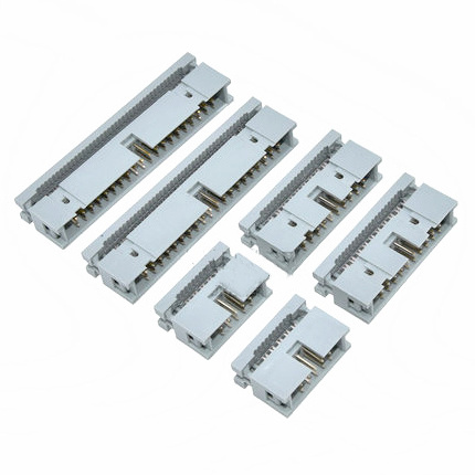 2.54 mm IDC Socket Female 10 14 16 20 26 30 34 40 50 60 64Pin Flat Cable Connector for Box Header Male Gray white