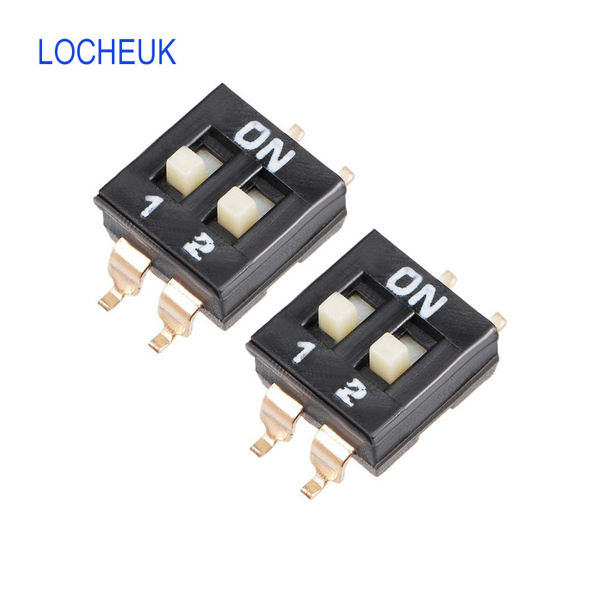 Black SMT SMD DIP Toggle Switch 1-8 Positions 2.54mm Pitch for Circuit Breadboards PCB SMD Type SMD Golden Pin