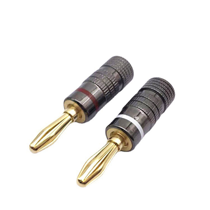 White and Red New Gun Metal BANANA PLUGS 24K Gold-plated 4MM Banana Connector with Screw Lock For Audio Jack Speaker Plugs