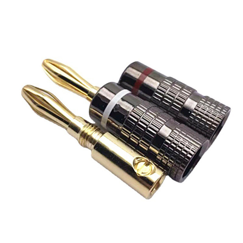 White and Red New Gun Metal BANANA PLUGS 24K Gold-plated 4MM Banana Connector with Screw Lock For Audio Jack Speaker Plugs