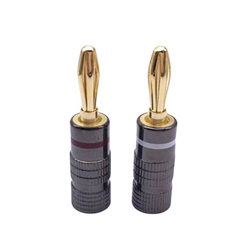 White and Red New Gun Metal BANANA PLUGS 24K Gold-plated 4MM Banana Connector with Screw Lock For Audio Jack Speaker Plugs