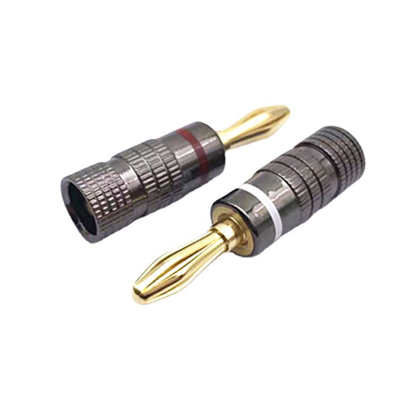 White and Red New Gun Metal BANANA PLUGS 24K Gold-plated 4MM Banana Connector with Screw Lock For Audio Jack Speaker Plugs