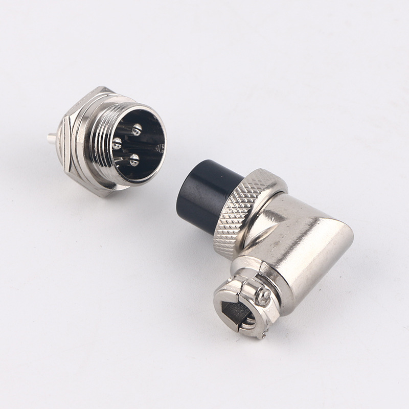 GX16 90 Degree Right Angle XLR 16mm Elbow 2 3 4 5 6 7 8 9 Pin Female Plug Male Chassis Mount Socket Aviation Connector