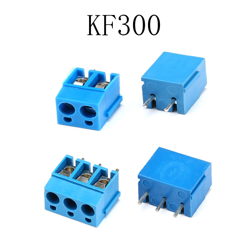 KF300 Pitch 5MM Connector Screw Terminal Connector Straight Leg Copper Blue PCB Terminal Blocks 250V 16A 14-22AWG