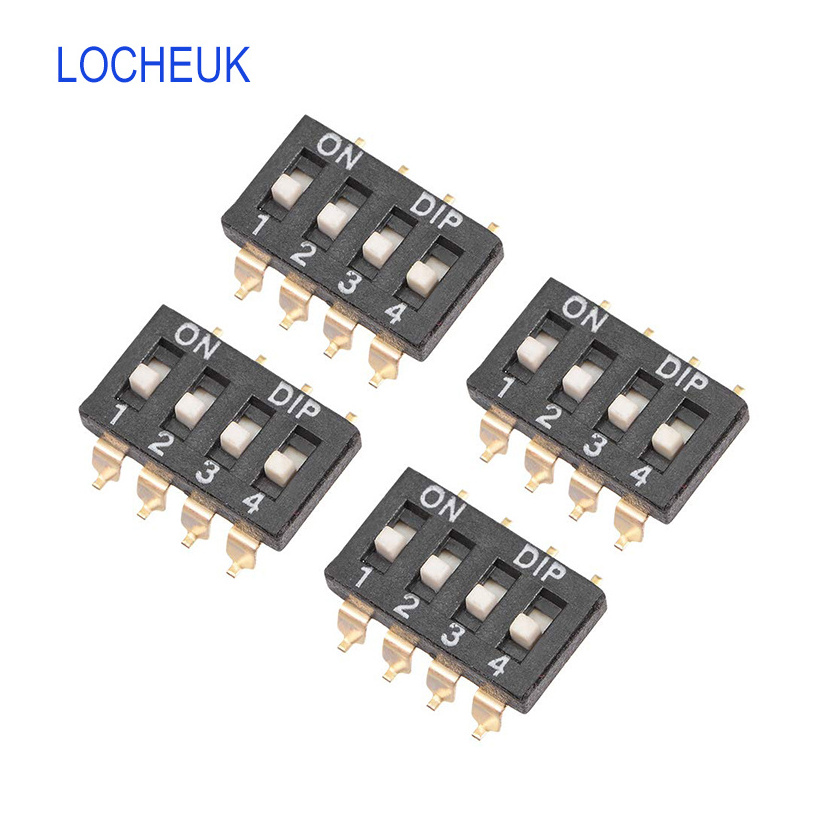 Black SMT SMD DIP Toggle Switch 1-8 Positions 2.54mm Pitch for Circuit Breadboards PCB SMD Type SMD Golden Pin