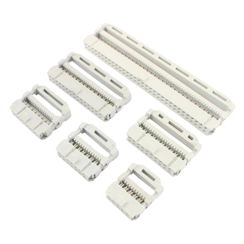 2.54mm FC 10/14/16/20/26/30/34/40/50/64 Pin IDC Female Header Socket Connector For 1.27mm Pitch Flat Cable 10P 14P 16P 20P