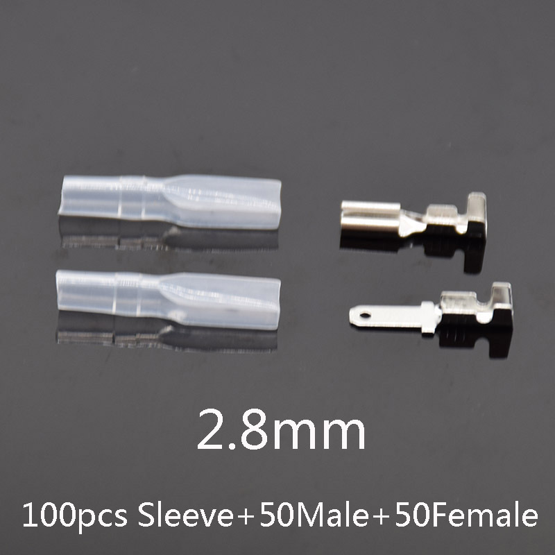 Female Male Spade Crimp Terminals Sleeve Wire Wrap Connector for 22-16 AWG 0.5mm2-1.5mm2 2.8mm 4.8mm 6.3mm