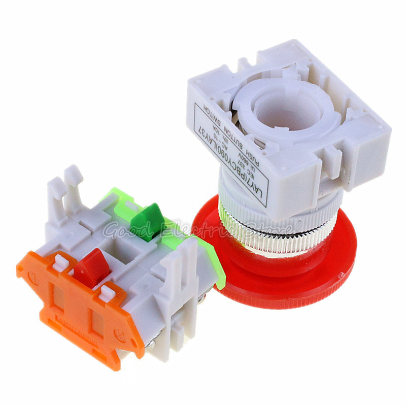 LAY37-11ZS Red Mushroom 1NO 1NC DPST Emergency Stop Push Button Switch AC 660V 10A e-stop switch