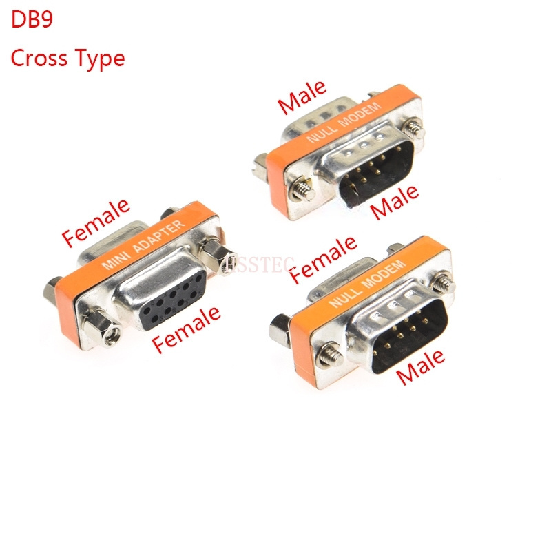 Mini Null Modem DB9 Female Male plug Adapter Gender Changer cross  female to female/male to male RS232 serial Connector