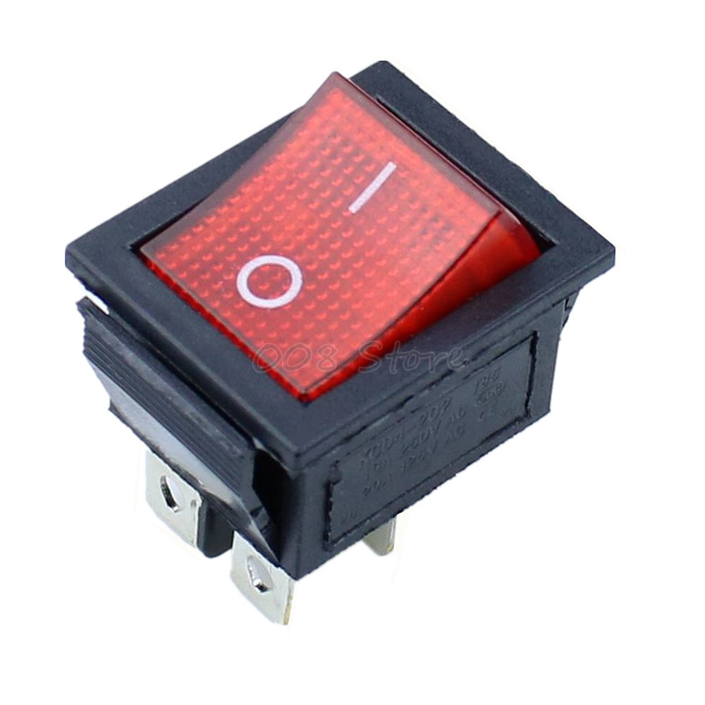 Latching Rocker Switch Power Switch I/O 4 Pins With Light 16A 250VAC 20A 125VAC KCD4