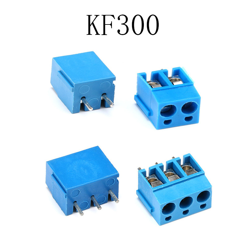 KF300 Pitch 5MM Connector Screw Terminal Connector 250V 16A 14-22AWG Straight Leg Copper Blue PCB Terminal Blocks