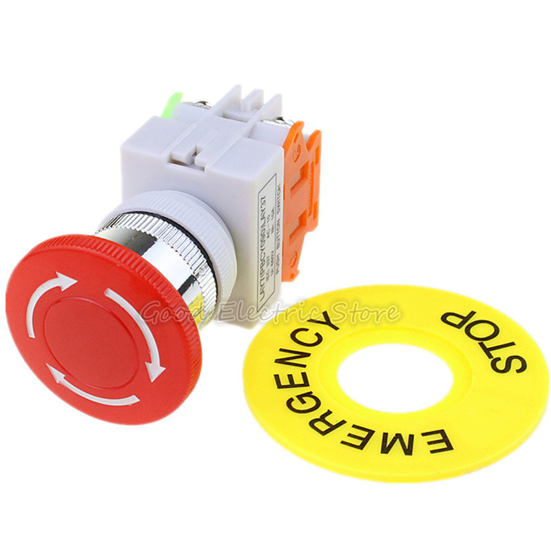 LAY37-11ZS Red Mushroom 1NO 1NC DPST Emergency Stop Push Button Switch AC 660V 10A e-stop switch