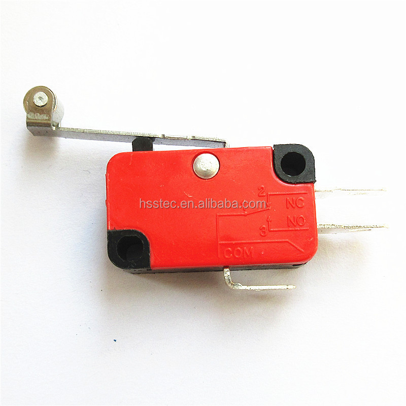 Micro switch with copper wheel V-156-1C25 silver point 15A 250V with copper roller lever 3 foot limit switch