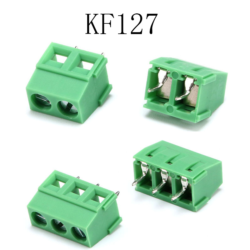 Green KF127 2Pin 3Pin Screw Terminal Block Wire Straight Pin 26-14AWG Cable Connector Green PCB Terminal 5.0MM Spliceable