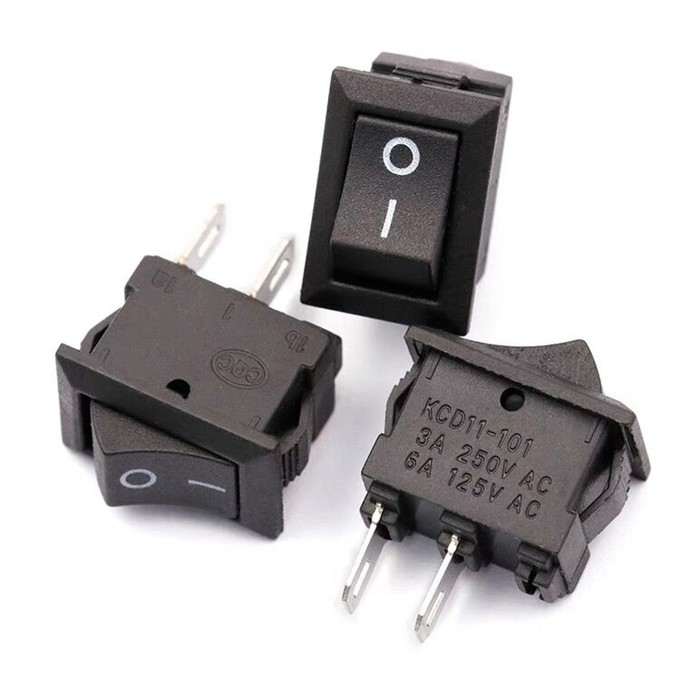 KCD1 2 Pin 250V 3A SPST Black Boat Switch 21*15mm Snap-in ON OFF Rocker Position Switch KCD1 With lamp