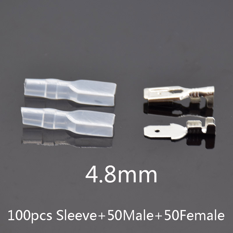 Female Male Spade Crimp Terminals Sleeve Wire Wrap Connector for 22-16 AWG 0.5mm2-1.5mm2 2.8mm 4.8mm 6.3mm