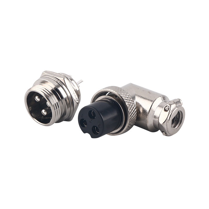 GX16 90 Degree Right Angle XLR 16mm Elbow 2 3 4 5 6 7 8 9 Pin Female Plug Male Chassis Mount Socket Aviation Connector