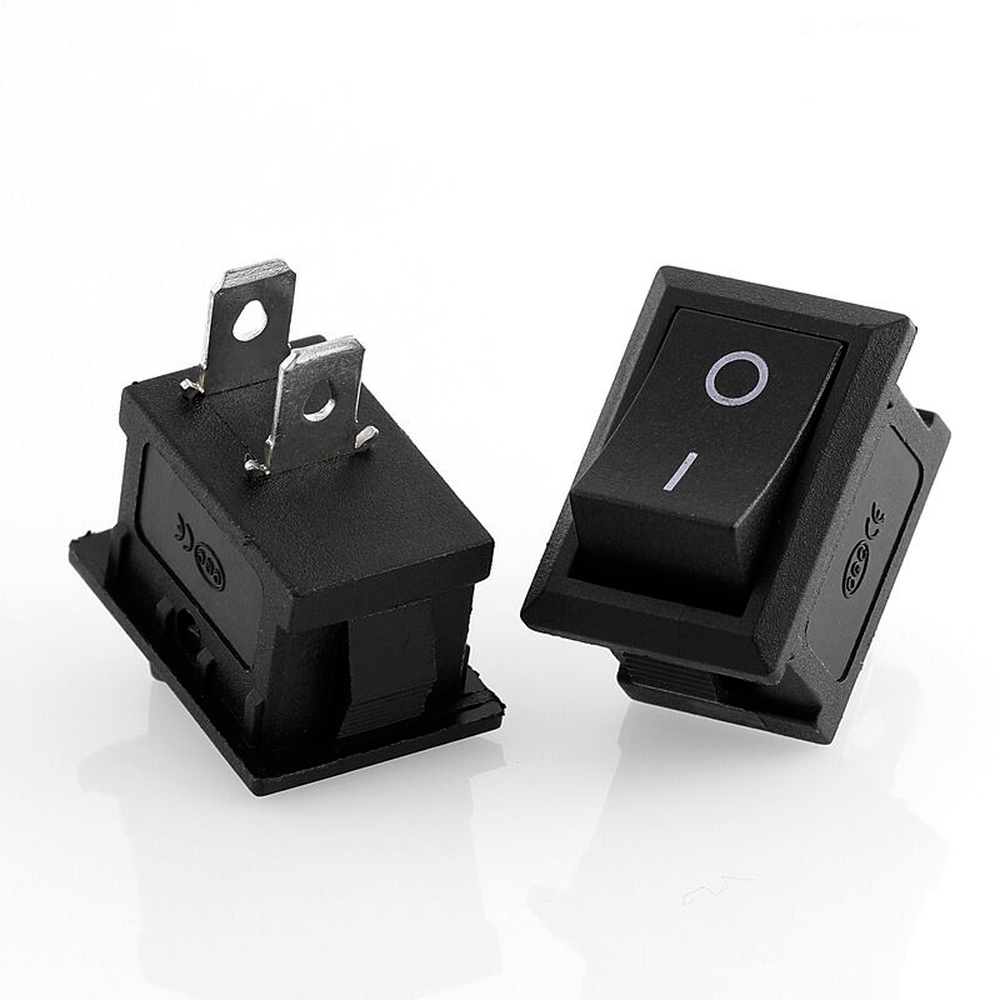 KCD1 2 Pin 250V 3A SPST Black Boat Switch 21*15mm Snap-in ON OFF Rocker Position Switch KCD1 With lamp