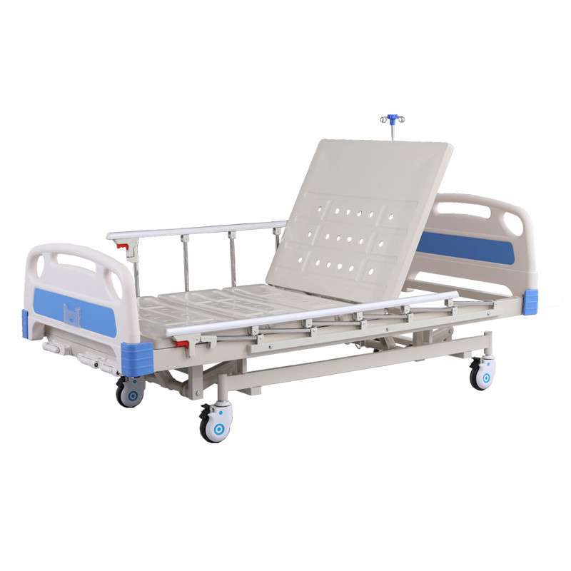 Wholesale Aluminum alloy Side rail 3 Crank Manual Clinic Hospital Bed with Infusion pole