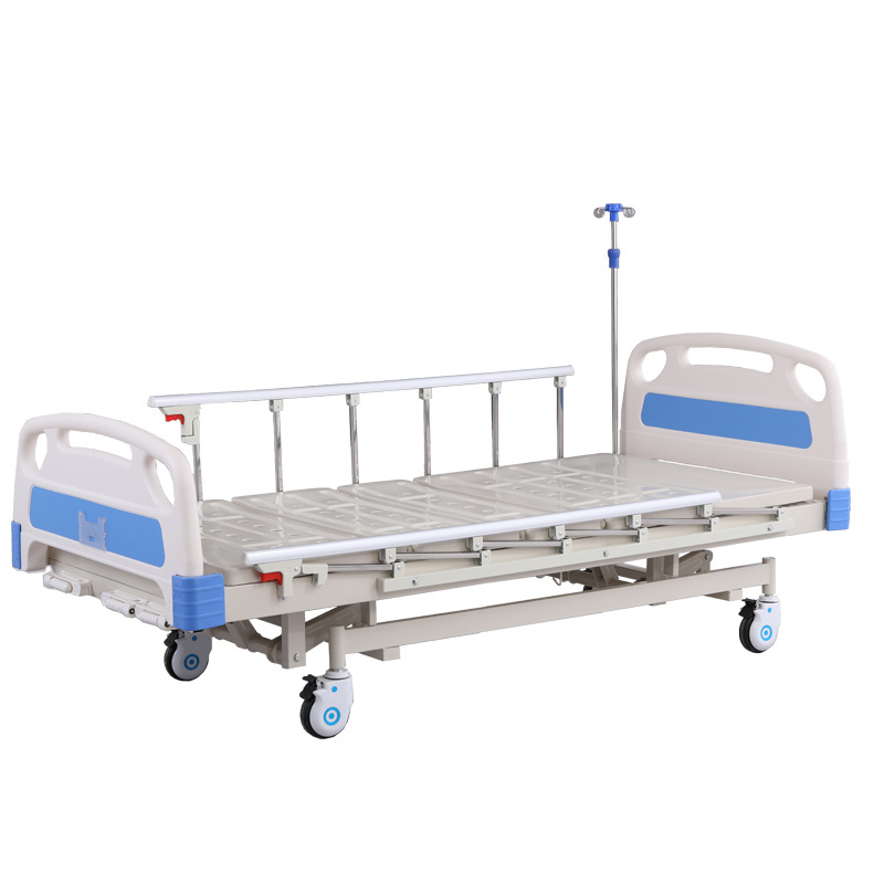 Wholesale Aluminum alloy Side rail 3 Crank Manual Clinic Hospital Bed with Infusion pole