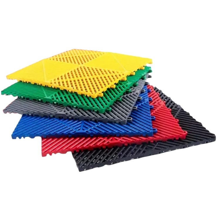 High Tensile Strength Portable Plastic Garage Flooring Tiles Modular Anti Slip Pp Floor Mat Drain Grate For Car Wash Room Shop