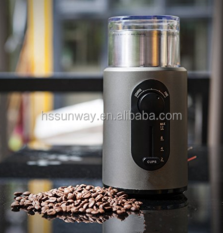 200W Electric Coffee Grinder for Dry Spices Nuts Seeds with Grind Size and Cup Selection, Stainless Steel Blades, Removable Bowl