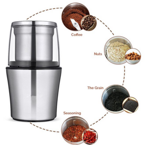 200W Electric Coffee Grinder with Two Removal Cups, Coffee Bean and Spice Grinder with Stainless Steel Blade, 70g Capacity