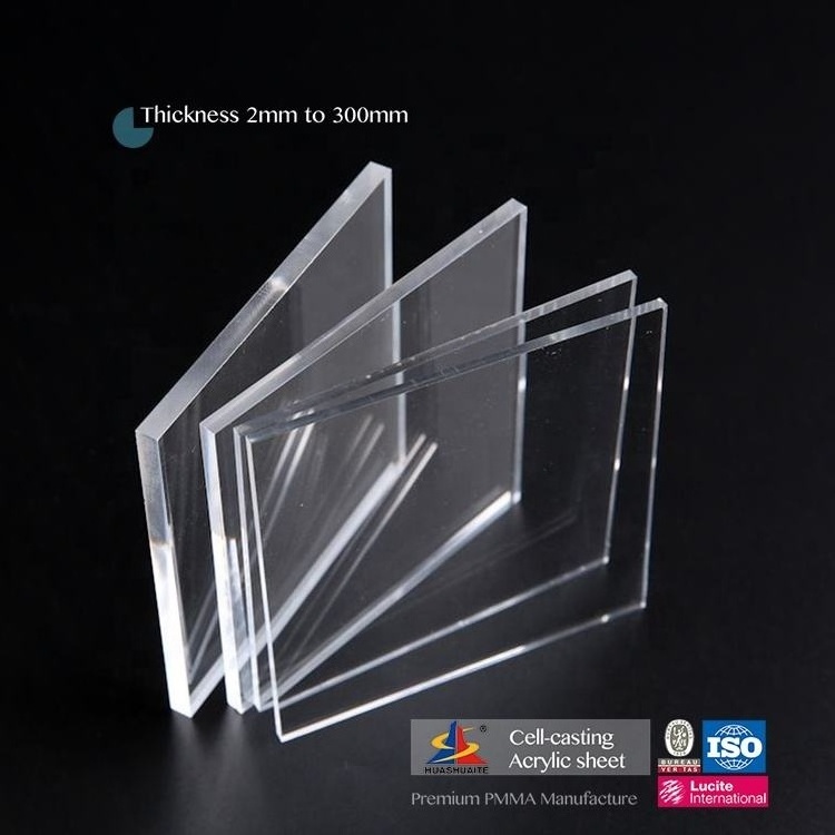 HUASHUAITE Clear 100 Virgin 1220*2440 2mm 3mm 5mm Llucite Perspex Clear Cast Acrylic Plastic Sheet