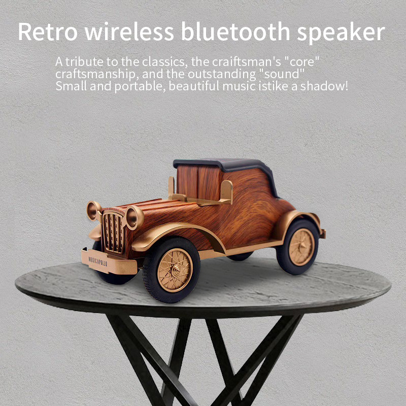 Cyboris A9 Retro Mini Speaker Classical Car Look Phone Holder Blue Tooth Connection Home Decor Tiny Toy Speakers