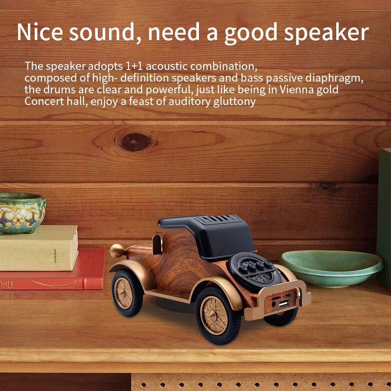 Cyboris A9 Retro Mini Speaker Classical Car Look Phone Holder Blue Tooth Connection Home Decor Tiny Toy Speakers