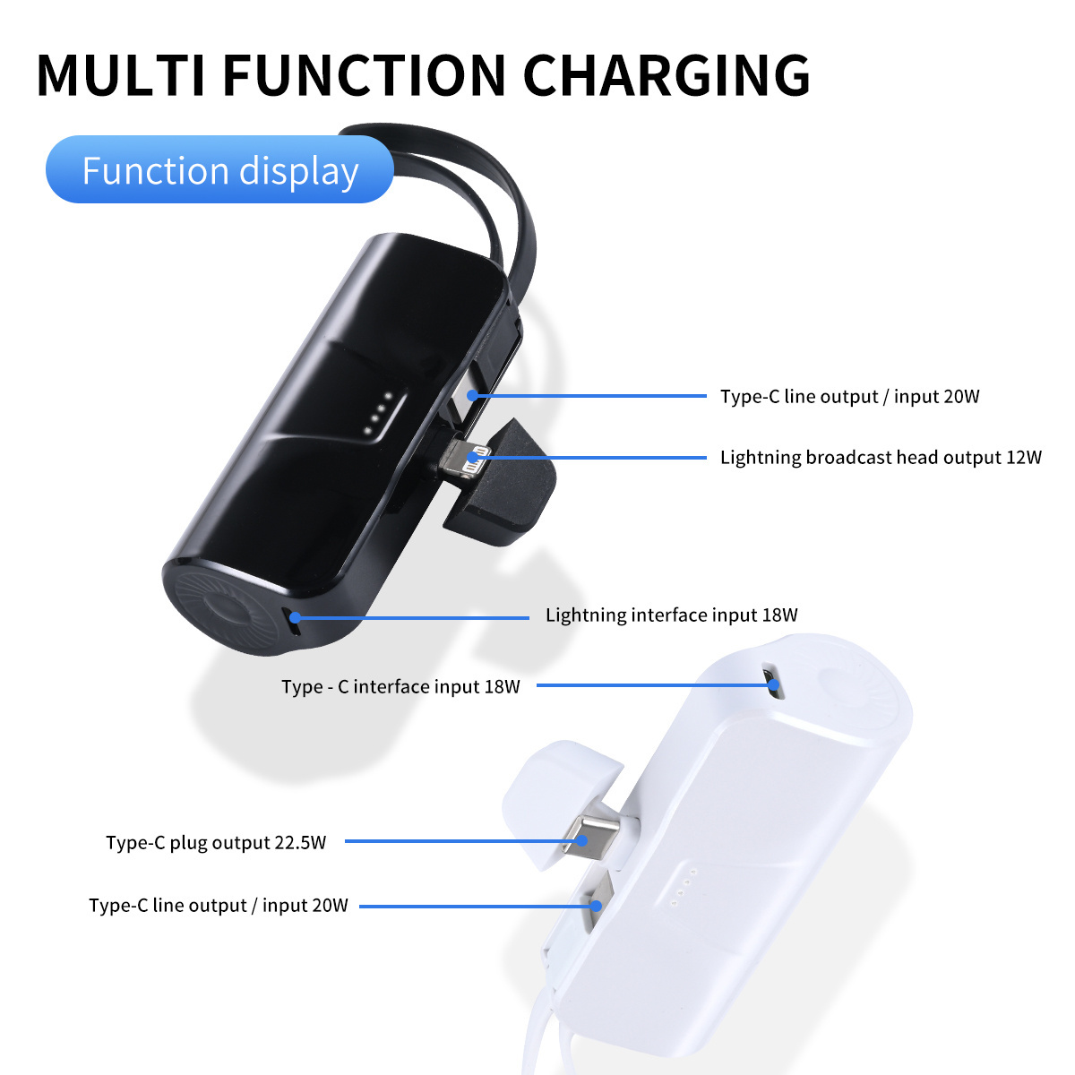 Small Portable Charger 5000mAh Ultra-Compact Power Bank Cute Battery Pack Compatible with iPhone 13/13 Pro Max/14ProMax