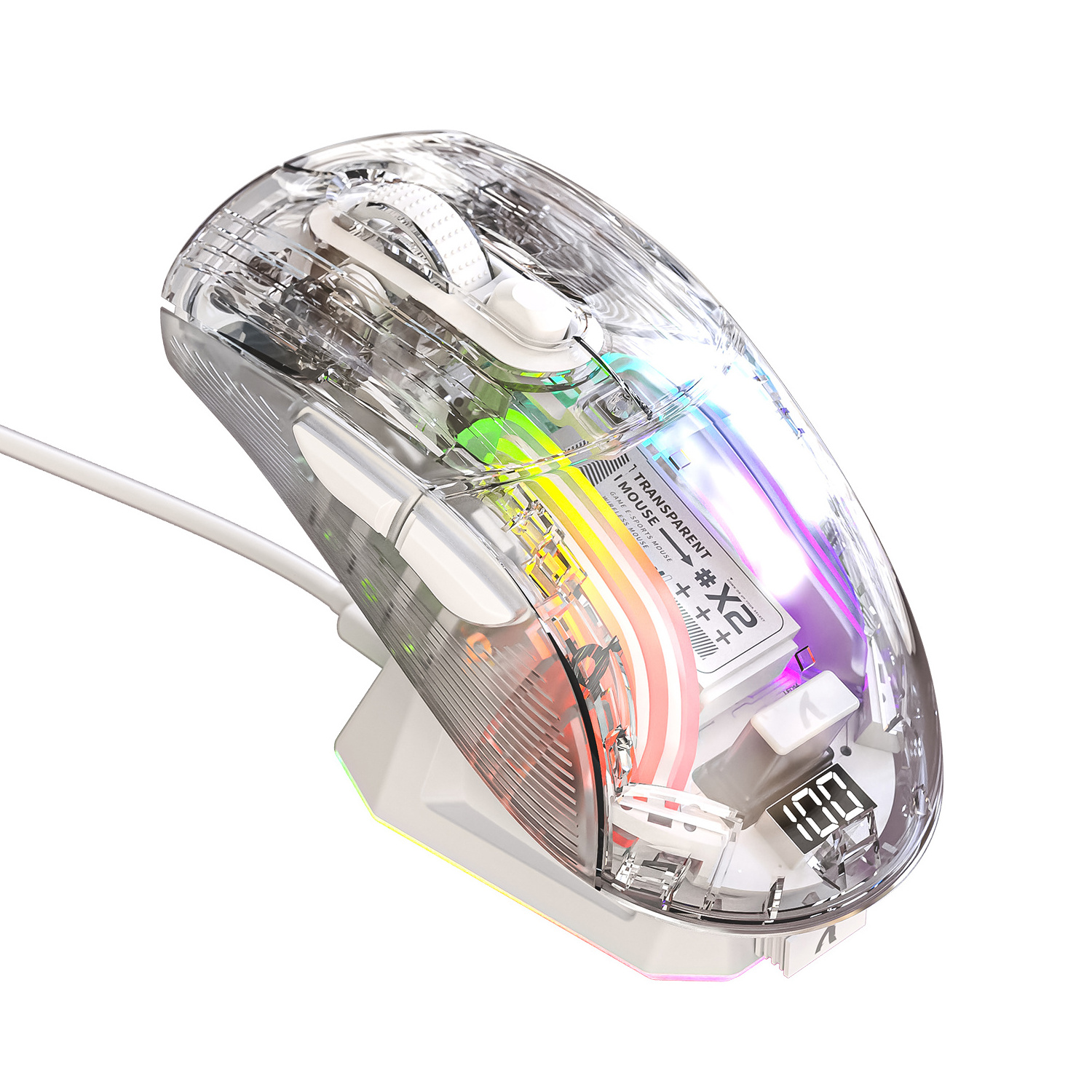 Manufacturer transparent colorful Optical RGB Gaming BT 5.0 2.4G Dual Mode USB PC Laptop Computer Rechargeable Wireless Mouse