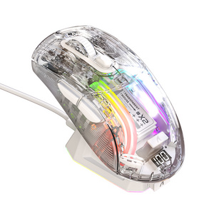 Manufacturer transparent colorful Optical RGB Gaming BT 5.0 2.4G Dual Mode USB PC Laptop Computer Rechargeable Wireless Mouse