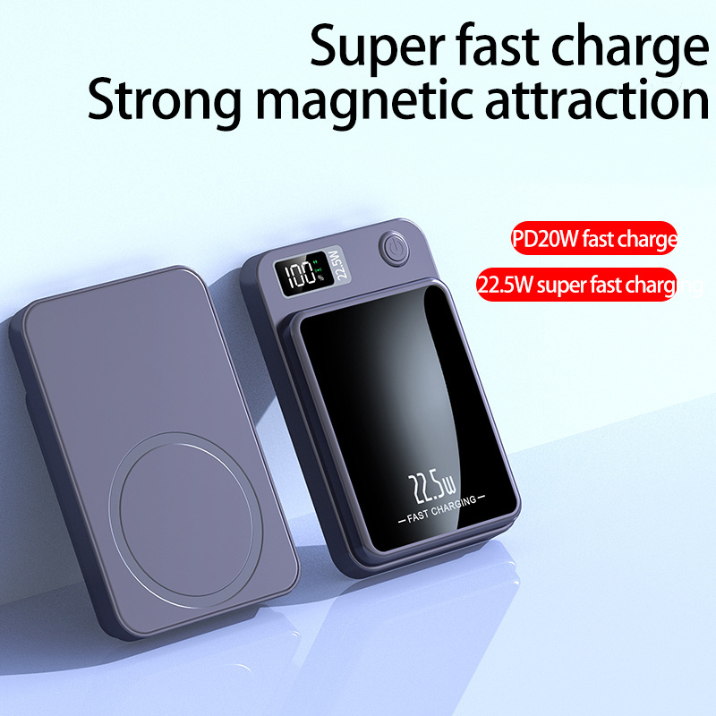 K5 Customizad Power bank 10000mah mini 5000mAh led display 22.5W quick charge 15W magnetic wireless power bank