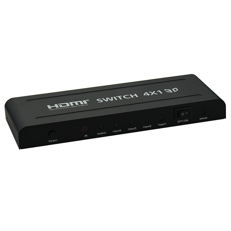 3D 4K HDMI Switch/Distributor 4x1 HDMI Switcher SPDIF Audio Output with Remote Power Adapter