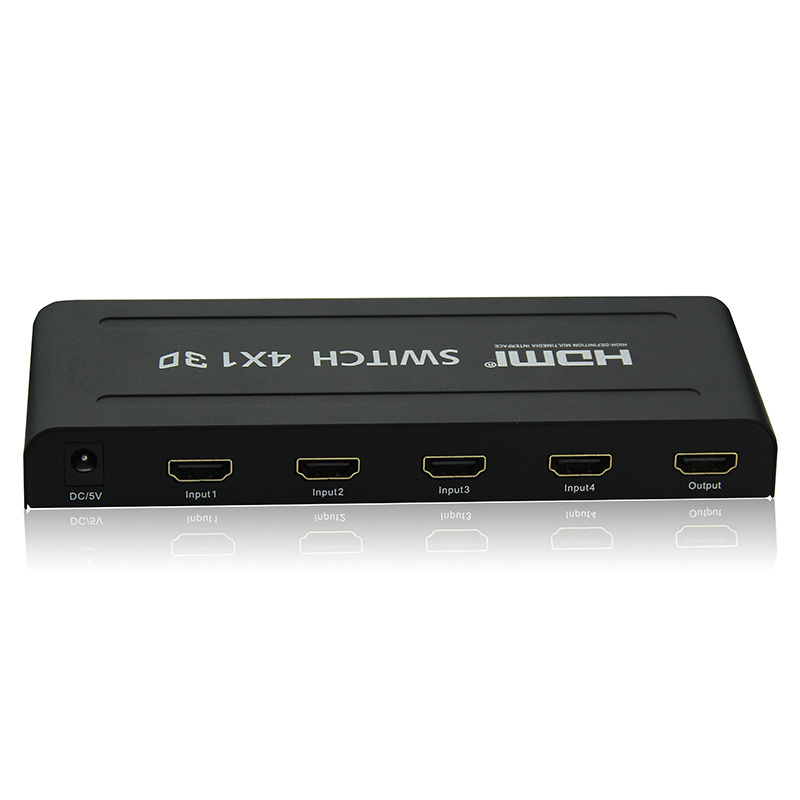 3D 4K HDMI Switch/Distributor 4x1 HDMI Switcher SPDIF Audio Output with Remote Power Adapter