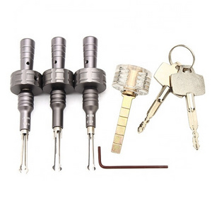 3Pcs HUK smart Stainless Steel Cross key  Lock Pick Set with Cross-Shaped Practice Padlock