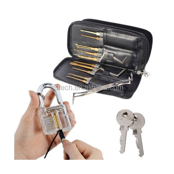 24pcs Single Hook titanium Pick Set with Transparent Locksmith Practice James bond 007 credit card picking