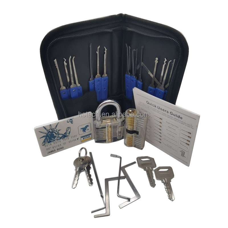 17 pcs locksmith gift training set high quality lockpicking tools with 3pcs transparent lock james bond Credit Card