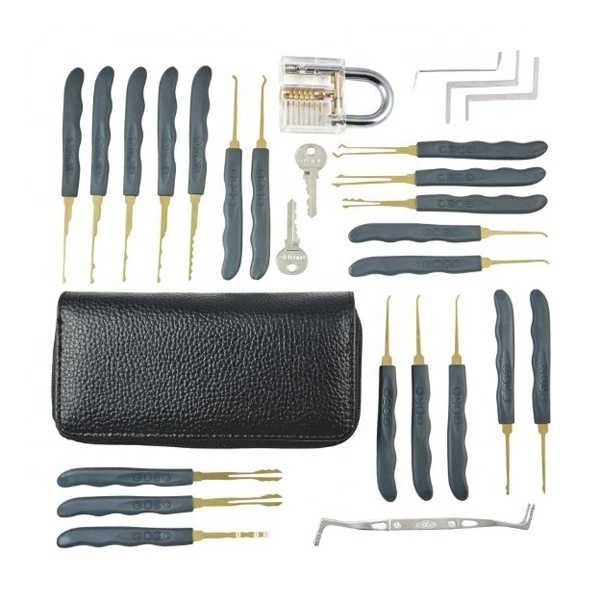 Hot sale 24pcs titanium steel Lock Pick Set with clear Transparent Practice lock picking tools set