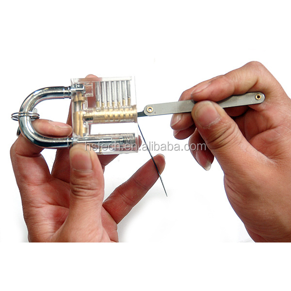 Transparent Practice Padlocks with 12pcs Unlocking Lock Pick Set Key Extractor Tool Lock Pick Tools